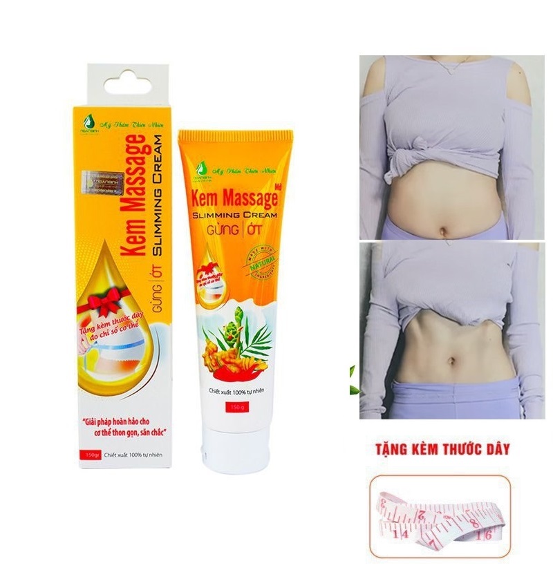 Kem Tan Mỡ Bụng Đốt Cháy Chất Béo Giảm Cân- 100% Hiệu Quả An Toàn Với Sức Khỏe Massage Tan Mỡ Bụng Gừng Ớt Ngân Bình 150G Cao Cấp Bộ Y Tế Khuyên Dùng - Tặng Kèm Dây Thước