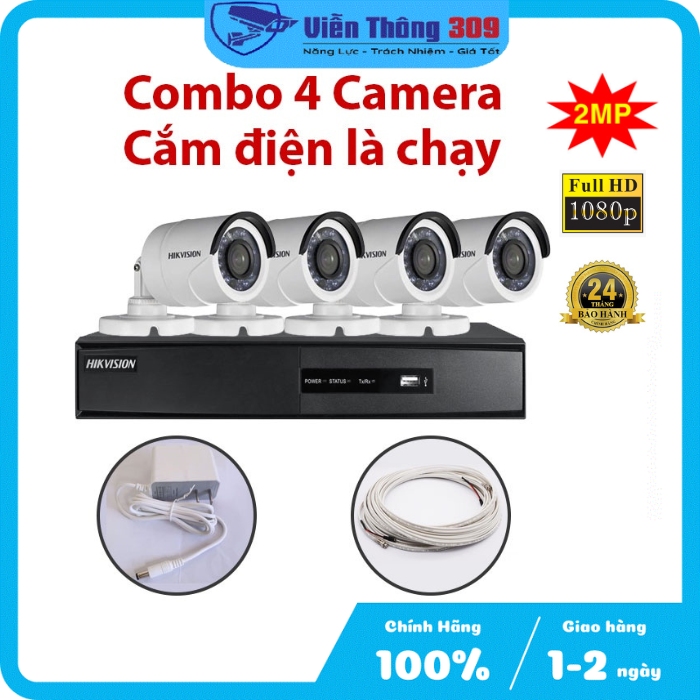 Trọn Bộ Camera 16D0T-IR- Vỏ Sắt Hikvision quan sát ngoài trời chống trộm Hikvision bảo hành 24 tháng