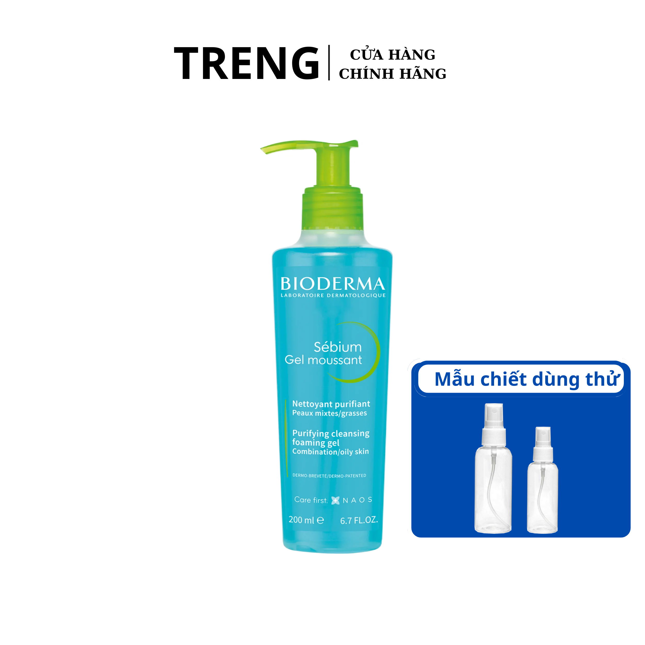 Sữa rửa mặt tạo bọt, cho da hôn hợp và da dầu mụn bioderma sebium gel moussant gel