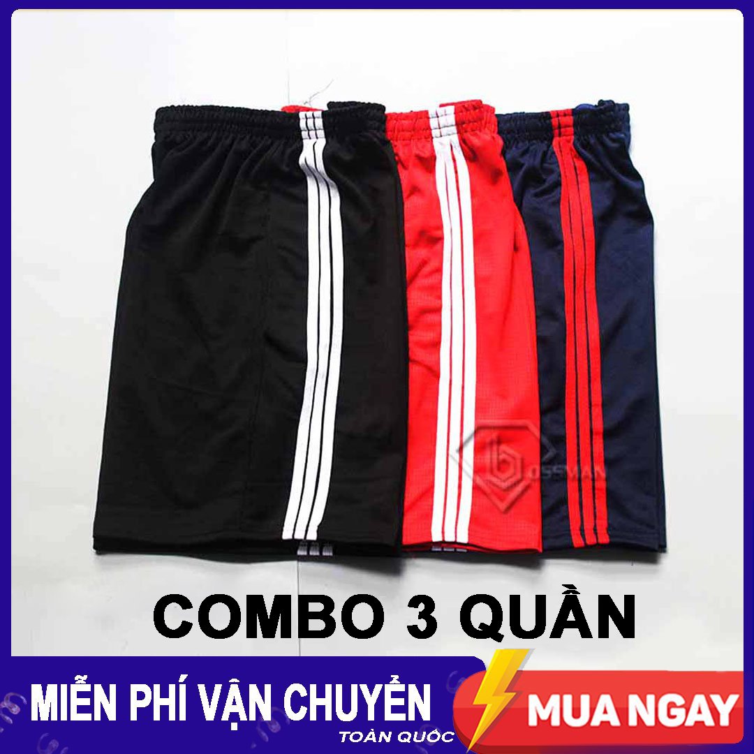 Bộ 3 Quần đùi nam (3 Quần) Quần Short Nam viền sọc kiểu dáng thể thao thoải mái mặc nhà - dạo phố (Màu Ngẫu Nhiên) - TS012