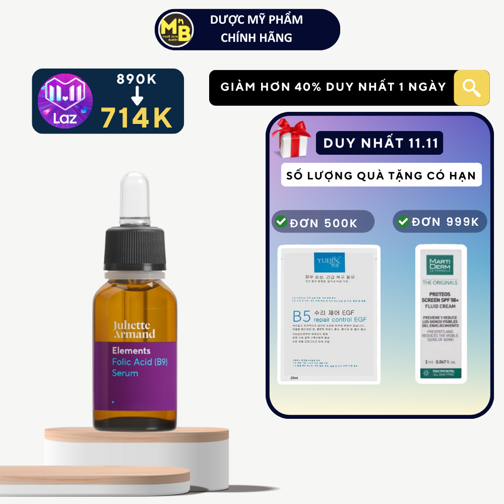 [Hàng Công Ty] Tinh chất Juliette Armand Folic Acid B9 phục hồi làm dịu da 20ml
