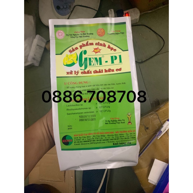 Bột xử lý mùi hôi rác thải sinh hoạt gem-k 1kg