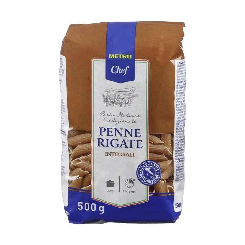 Mì nguyên cám - Metro Chef - Penne Rigate (Integrali) 500g