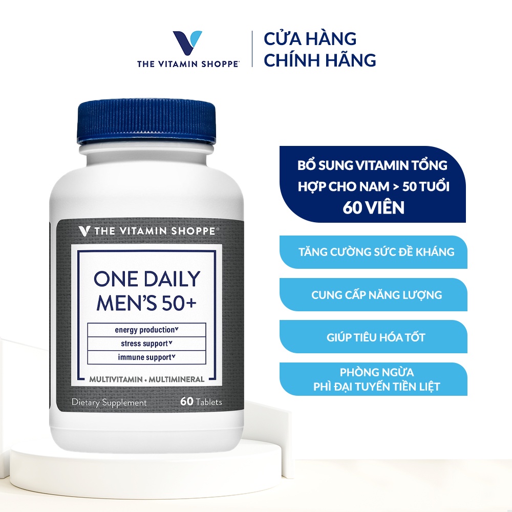 Viên uống vitamin tổng hợp cho nam trên 50 tuổi the vitamin shoppe one daily men’s 50+ 60 viên