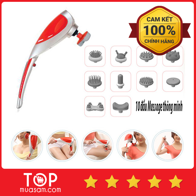 Máy massage cầm tay đa năng, máy massage cầm tay 10 đầu king massager cao cấp chính hãng, món qùa ý nghĩa tặng người thân - sdgold chính hãng