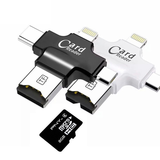 Đầu đọc thẻ đa năng 4 in 1 dùng cho ios - android - pc- macbook - đầu đọc thẻ nhớ all in one