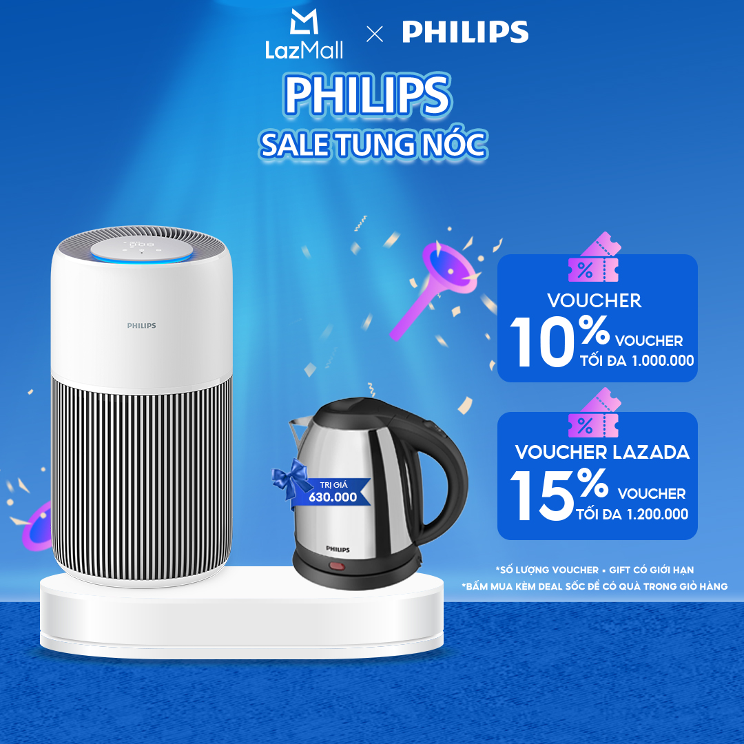 Máy Lọc Không Khí Philips AC2220/10| bộ lọc Hepa nanoprotect|109m2| lọc 99.9%virus| app Air+ - Hàng Chính Hãng
