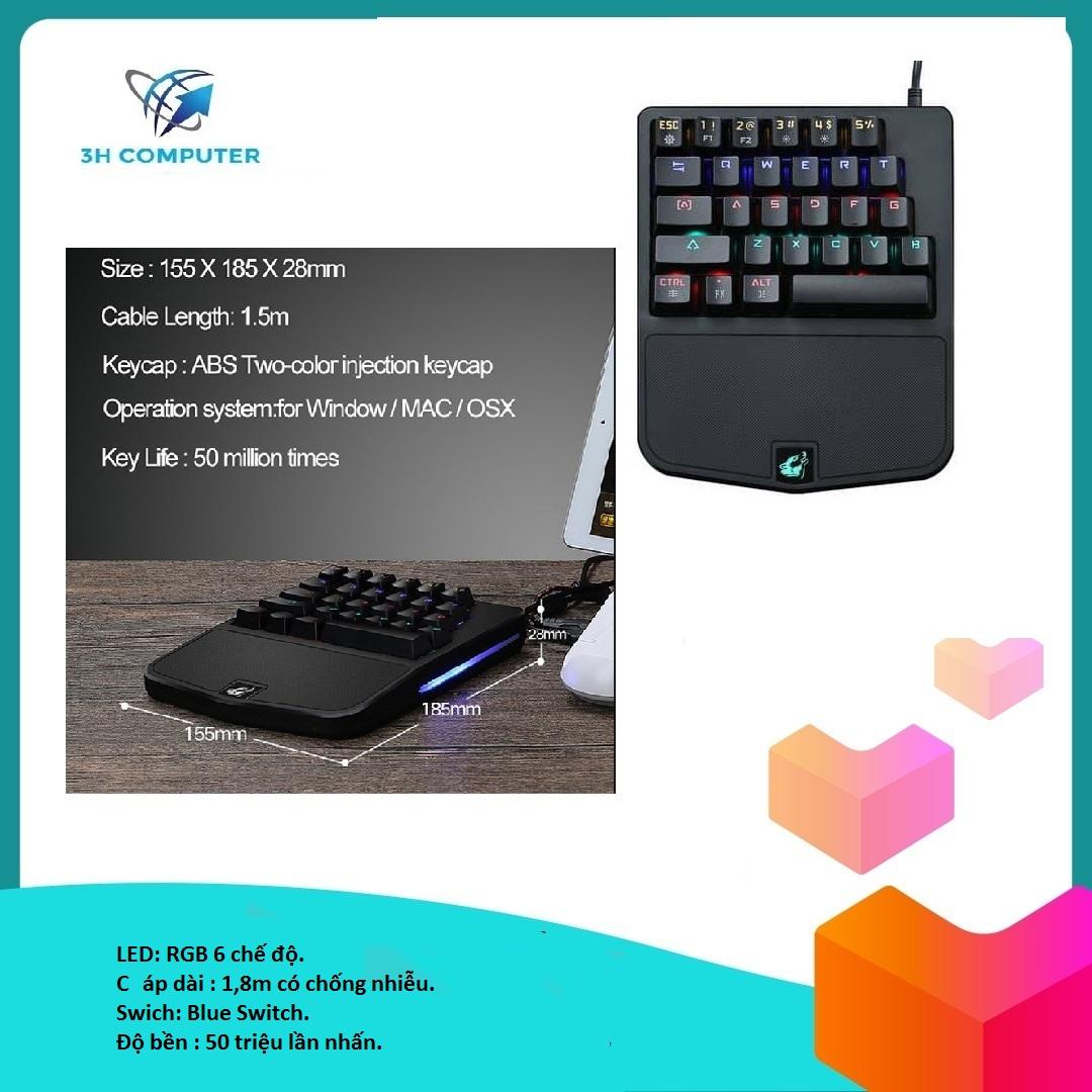 [HCM](xã kho 3 ngày ) Bàn phím cơ 1 tay Free Wolf K9 led RGB với Led gầm cực đẹp switch blue