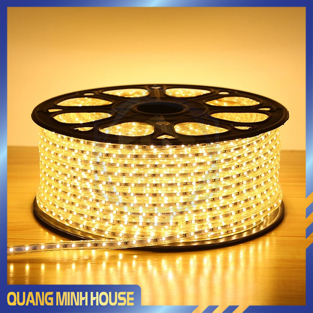 Dây LED đôi màu Vàng với 2835 mạch đôi, lõi đồng, vỏ bọc nhựa silicon
