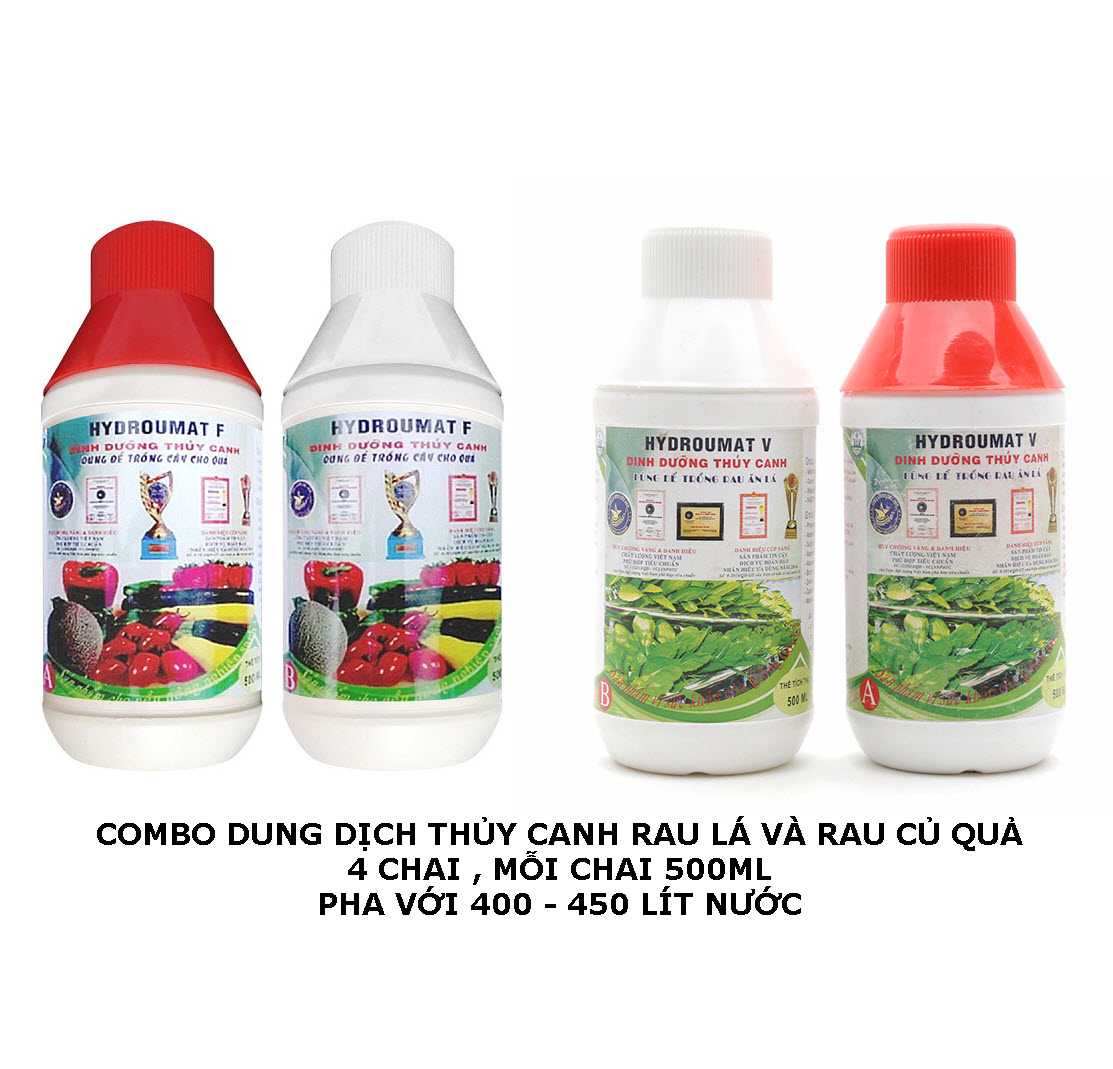 Combo 2 bộ dung dịch thuỷ canh Rau Lá Củ Quả HDROUMART 2 Lít - PYT Shop