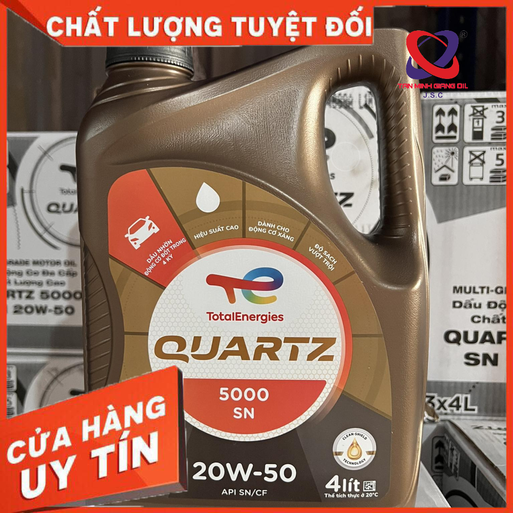 [Chính hãng TotalEnergies VN] Dầu nhớt động cơ TOTAL QUARTZ 5000 SN 20W50 bôi trơn xe xăng can 4L