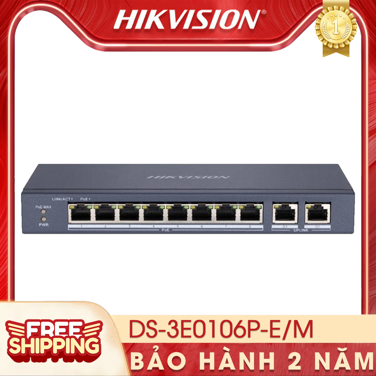 Switch poe 8 port hikvision ds-3e0310p-e/m | công suất 60w | chuyển mạch 5.6 gbps