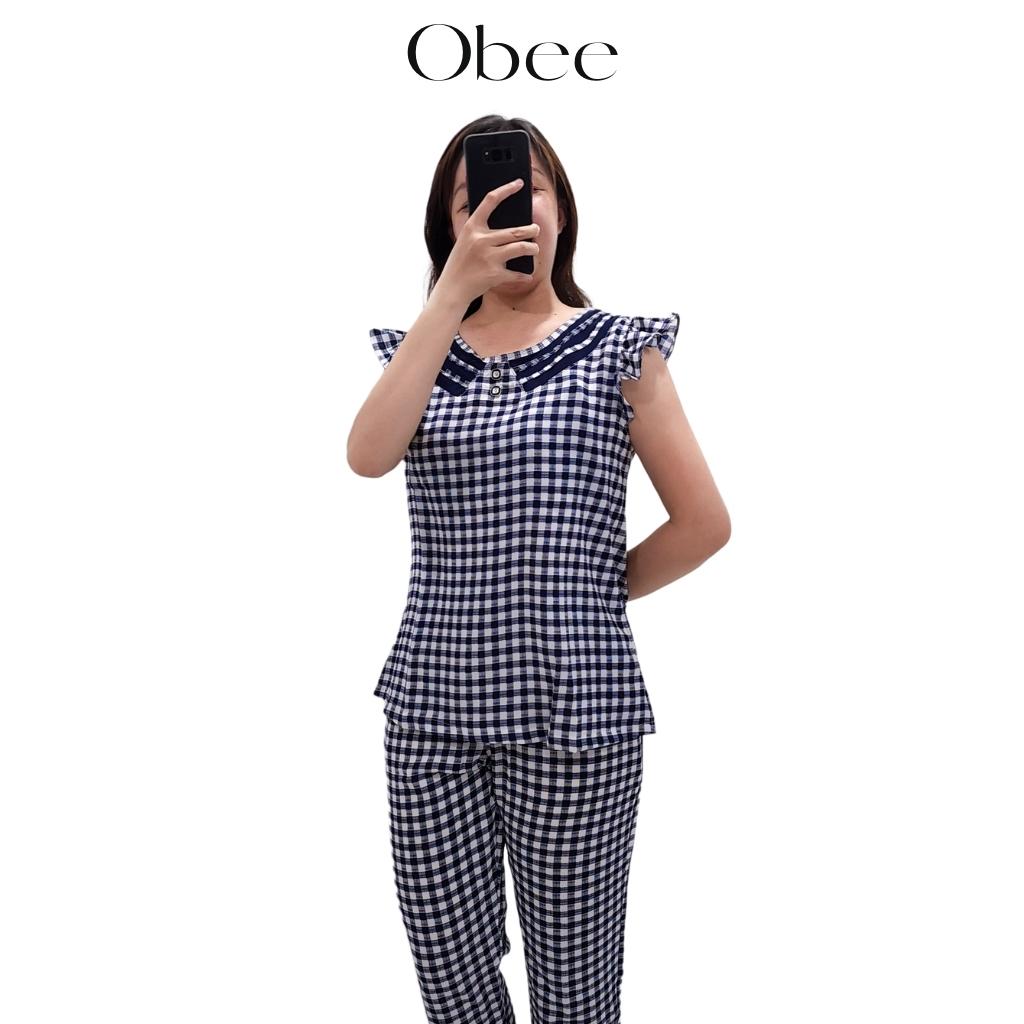 Bộ mặc nhà lụa mango cao cấp tay cánh tiên quần dài Obee Closet