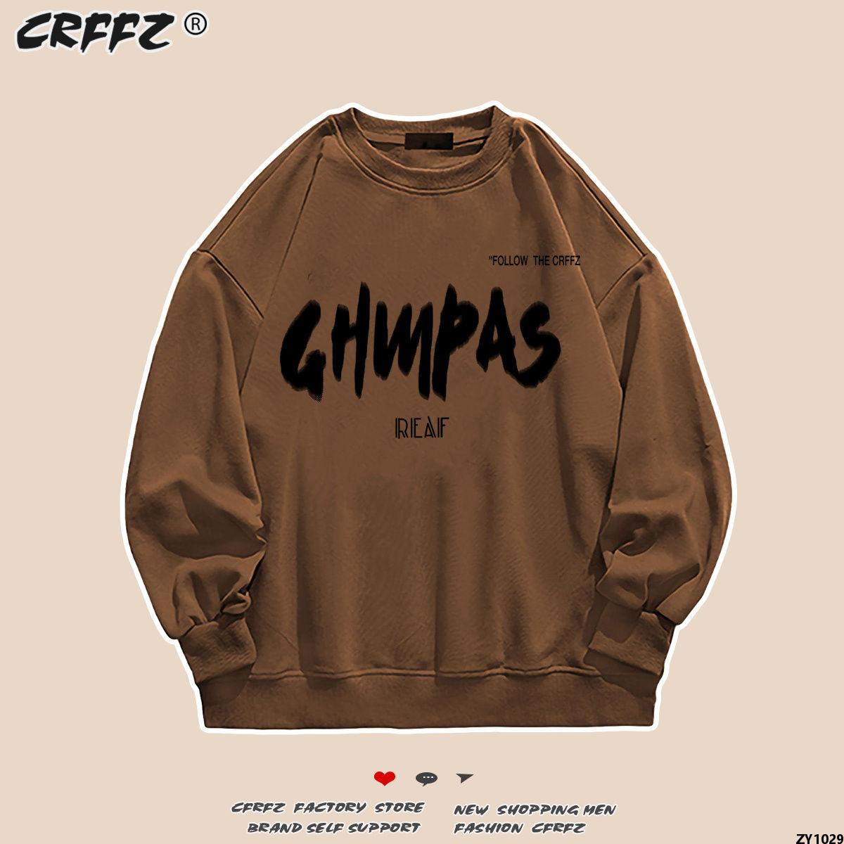Nữ bf Cặp Đôi Phong Cách Hồng Kông Rộng Rãi Âu Mỹ hiphop Áo Hoodie Cổ Tròn Đường Phố Cao ins Áo Khoác 100 Cotton Và Nhung Xuân Thu