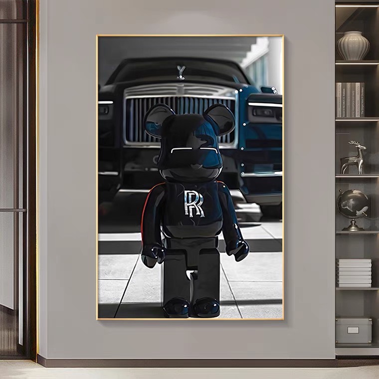Tranh tráng gương 3dgấu bearbrick Tranh Treo Tường Phòng Khách, Phòng Ngủ
