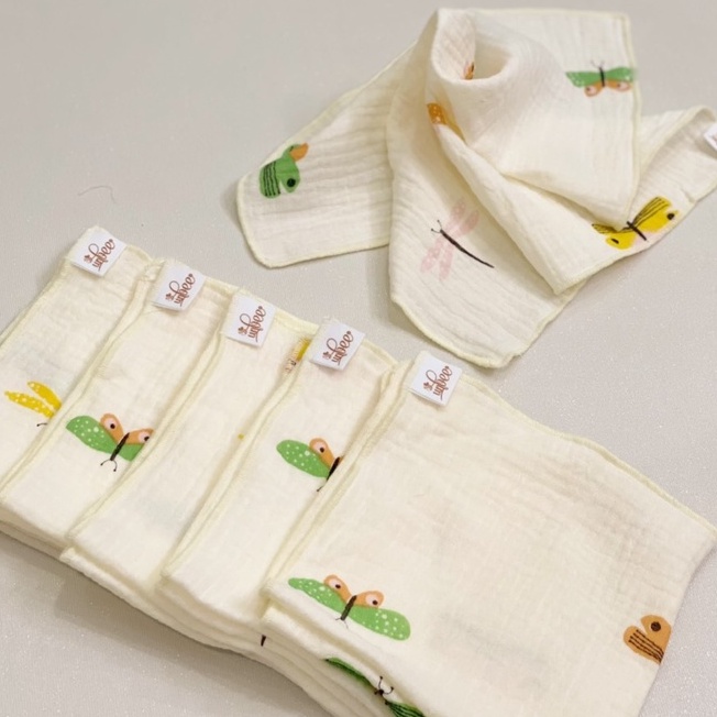 Set 5 khăn sữa đa năng Unbee chất liệu xô Muslin Hàn cao cấp kích thước 30x30cm