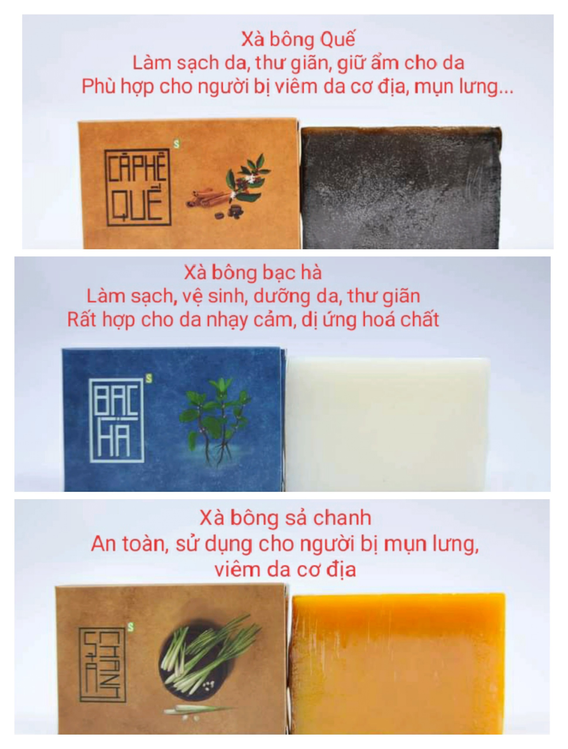 Combo 3 bánh xà bông thảo dược mùi yêu thích nhất