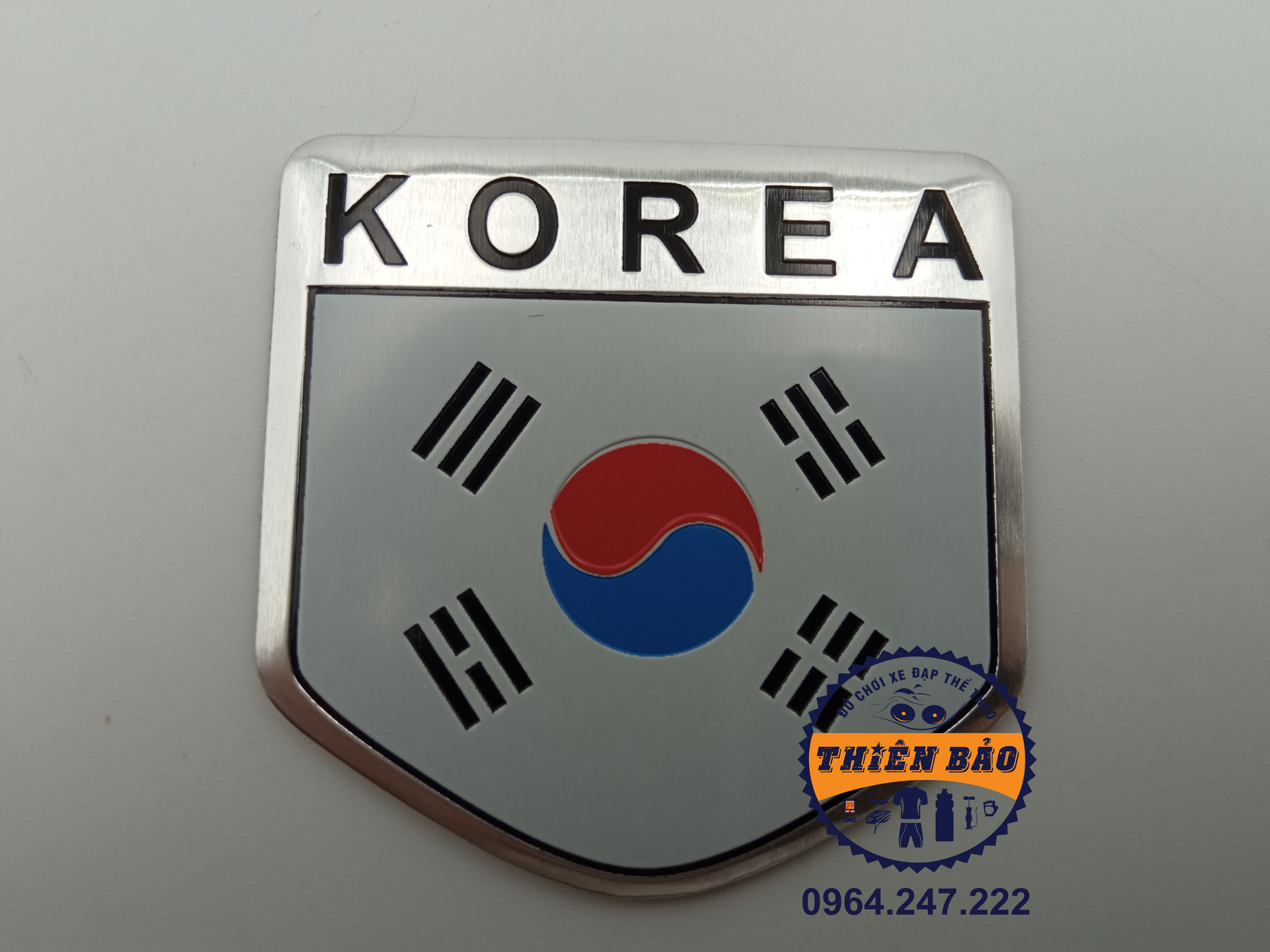 Decal nhôm dán xe Korea, Tem cờ Hàn Quốc, logo nhôm dán xe oto Sticker cờ Korea 5x5cm #255