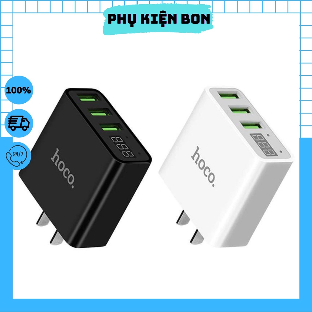 Củ sạc ho.co c15 3 cổng sạc nhanh 3.0a có đèn led báo sạc thông minh