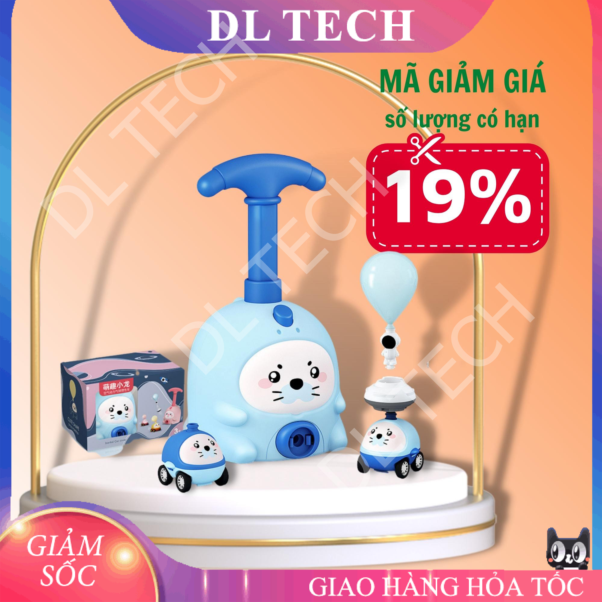 Xe ô tô đồ chơi chạy bằng bóng bay CAR8002 Xe ô tô hoạt hình động lực học 3 chức năng, mô hình dễ thương DL TECH