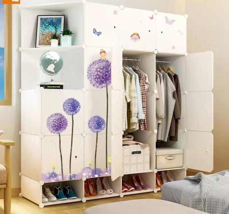 Tủ nhựa ghép 16 ngăn và 4 ngăn giày - 14n2x4g