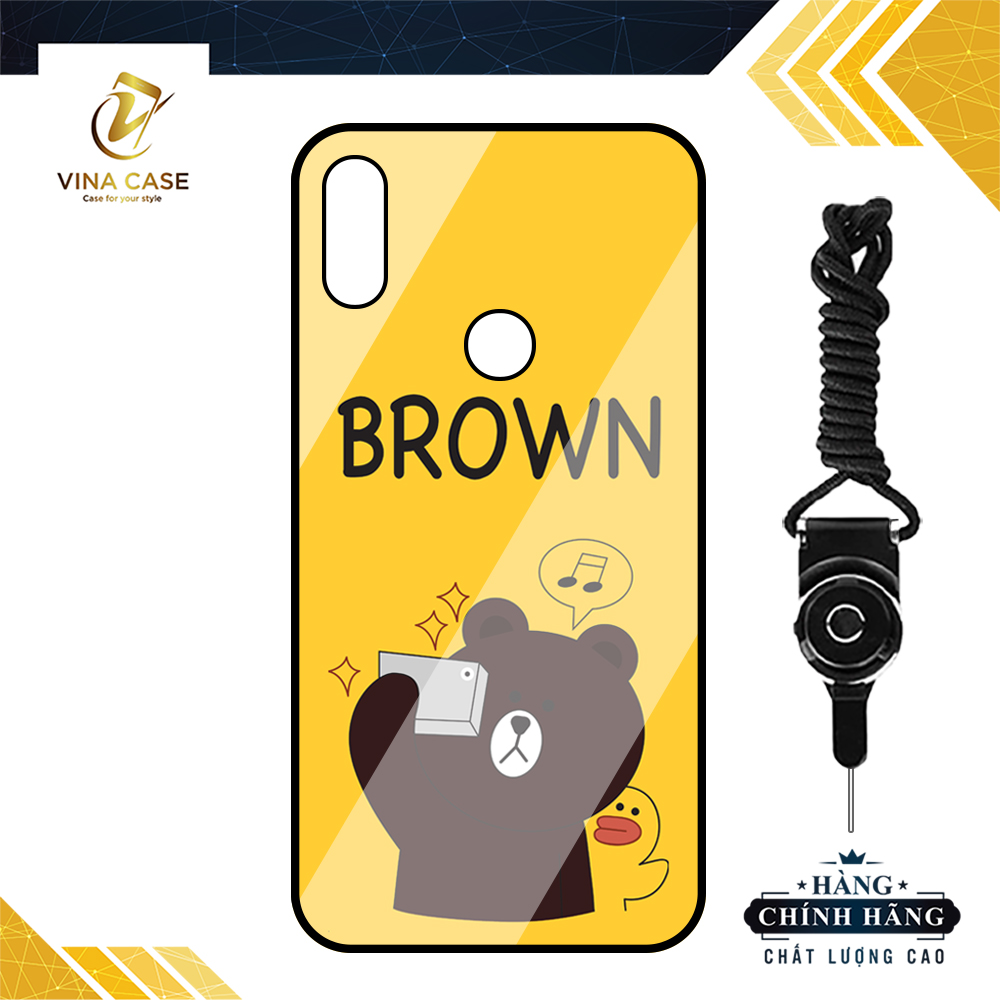 [HCM]Ốp lưng dành cho Xiaomi Redmi 7/Redmi Not 8/Redmi 9A/Redmi 5+/Redmi 7A/... hình Brown Cony kính cường lực 9H-Tặng kèm dây đeo điện thoại