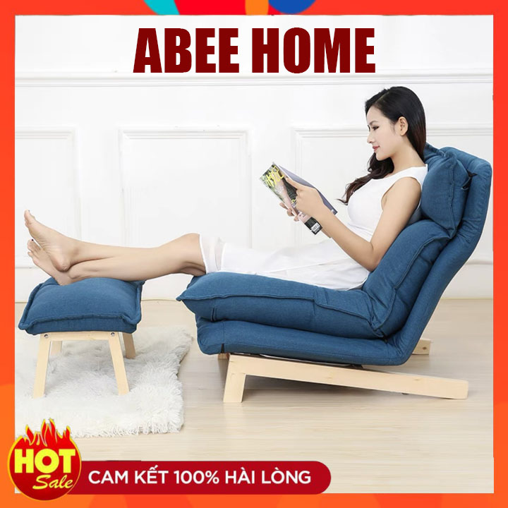 💥HOT💥 Ghế Sofa thư giãn đa năng tiện ích sang trọng - Ghế Lười thư giãn Cao cấp 100cm kèm đôn để chân tiện lợi bền đẹp GSF006