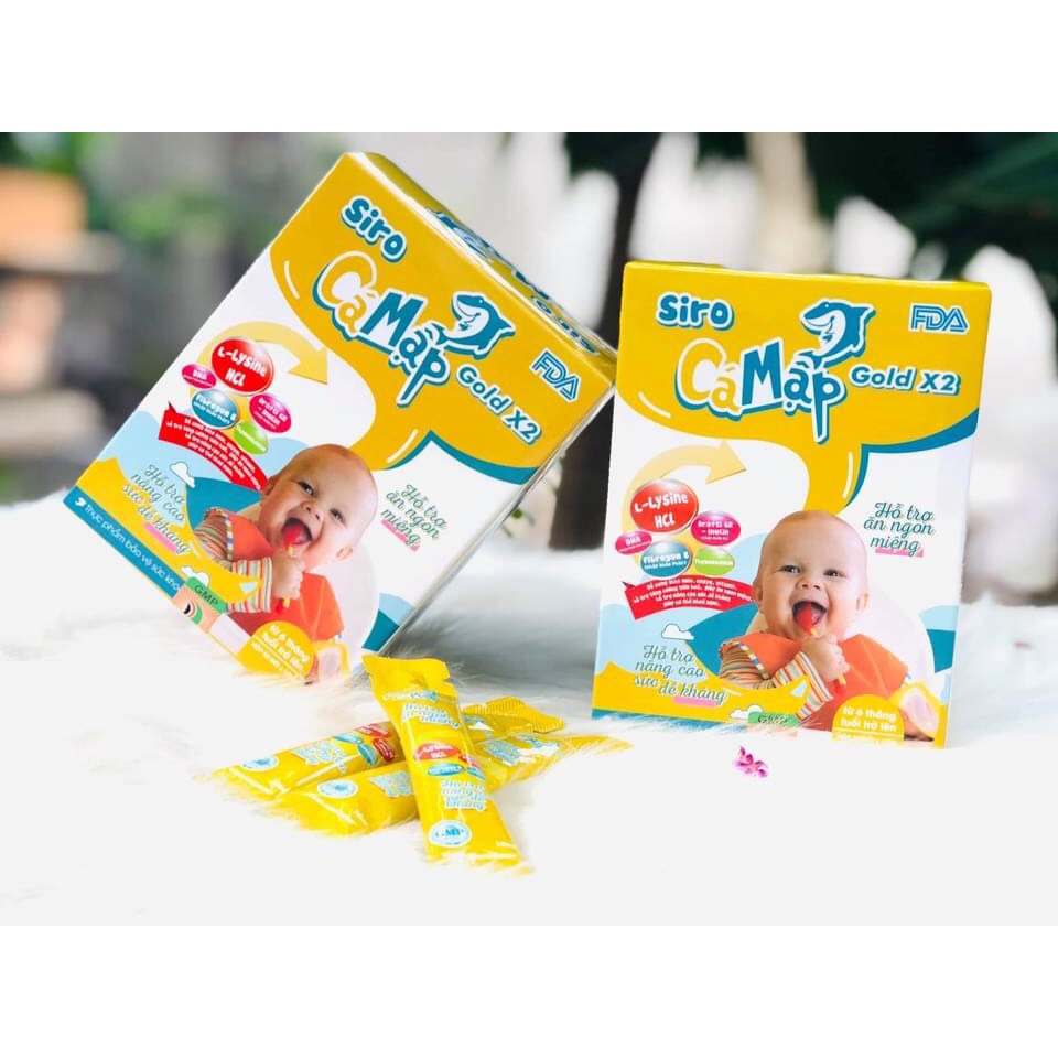 Siro Cá Mập Gold X2 ,Bé Hết Biếng Ăn,Ngủ Ngon Hấp Thụ , Tăng Cân Tốt Hộp 30 gói