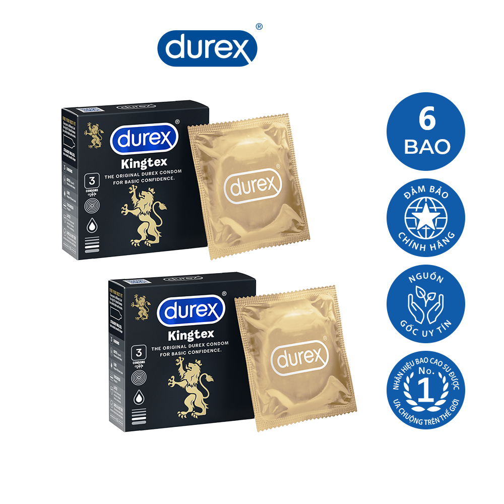 [HCM]Bộ 2 hộp Bao cao su Durex Kingtex size nhỏ 49mm - không lo tuột bao (6 bao)