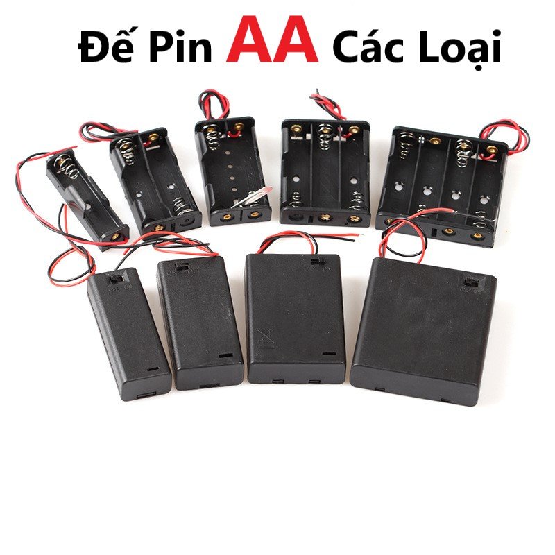 Đế pin aa có nắp kèm công tắc, 1pin, 2 pin, 3 pin, 4 pin - đế pin con thỏ to aa , đủ loại