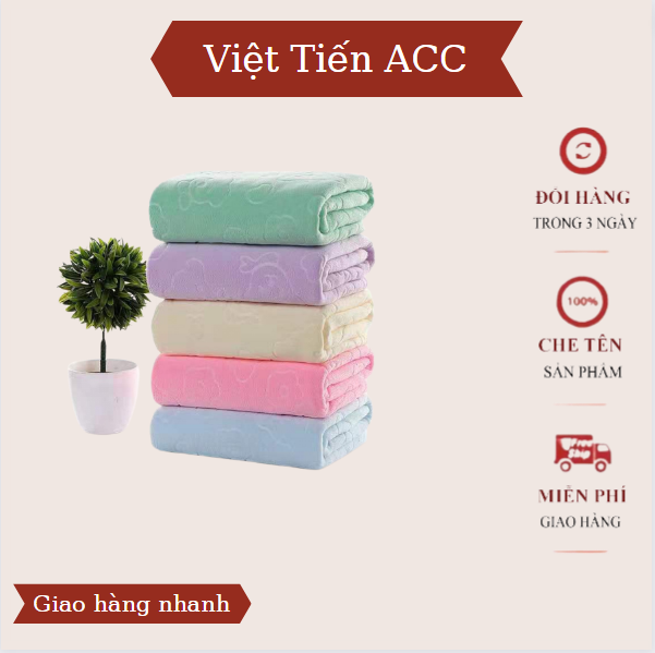 Khăn tắm khổ lớn xuất nhật siêu mềm họa tiết in chìm kích thước 1m4*70cm,thấm hút nhanh,khử mùi,kháng khuẩn,mềm mại,an toàn cho mọi loại da,kể cả da em bé nhạy cảm AC-78 Việt Tiến