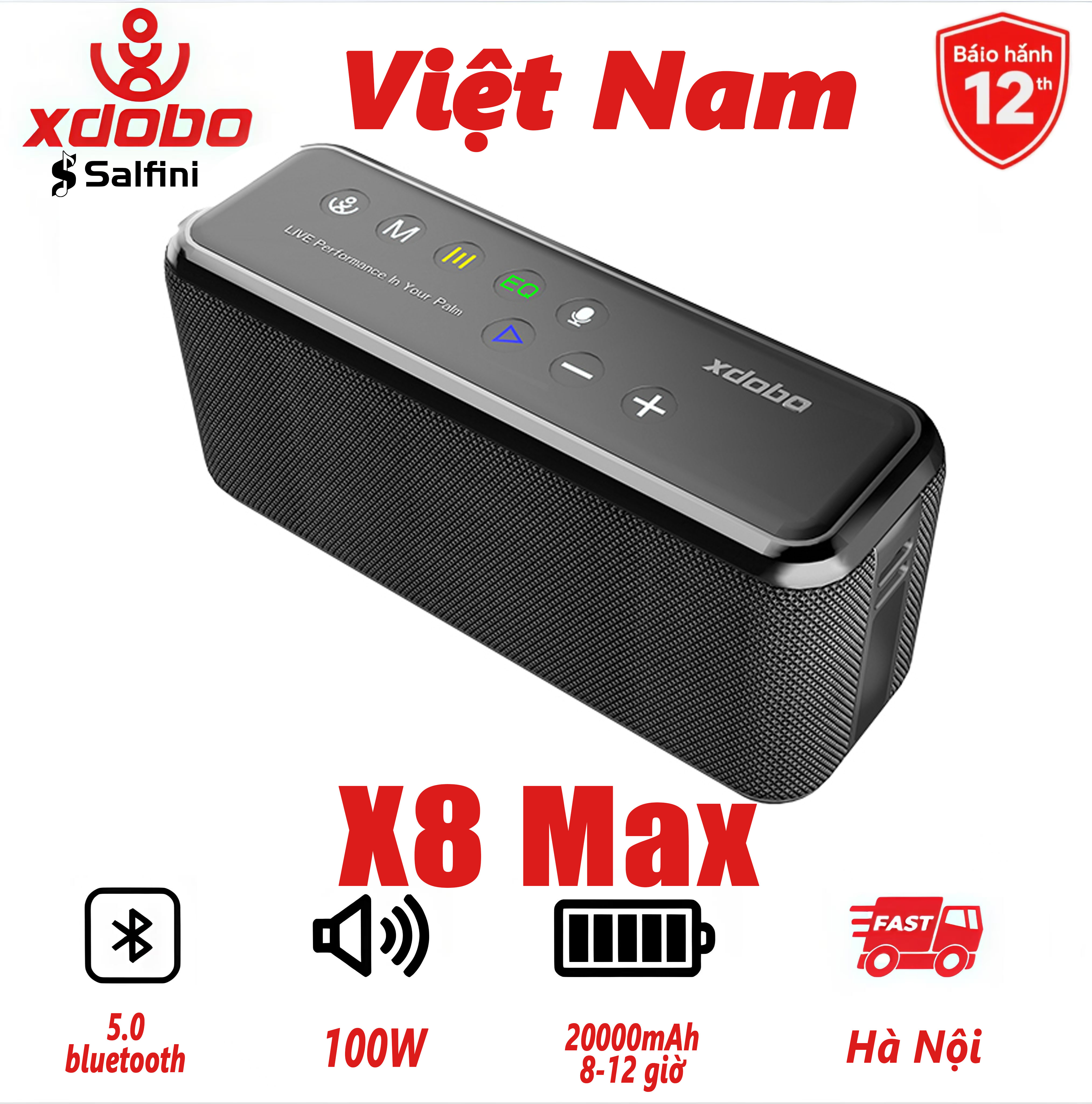  Loa di động Xdobo X8 Max 100W Loa Bluetooth 5.0 không dây di động Loa siêu trầm TWS Dung lượng pin 20000mAh 