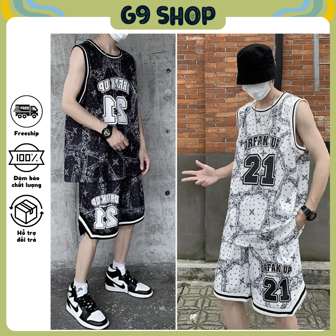 Bộ đồ bộ thể thao mặc nhà nam nữ họa tiết độc đáo chất liệu thoáng mát mùa hè cực hot - BỘ SÁT NÁCH BA LỖ SỐ 21