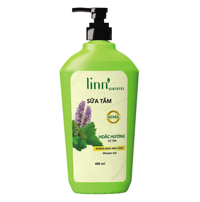 Sữa tắm linn saroma , hoa hoắc hương / hoa hồng / sả chanh , chai 400ml