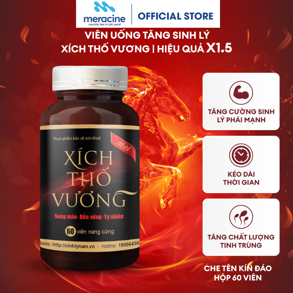 Viên uống tăng cường sinh lực nam Xích Thố Vương bổ thận, tráng dương cải thiện khả năng sinh lý lọ 60 viên