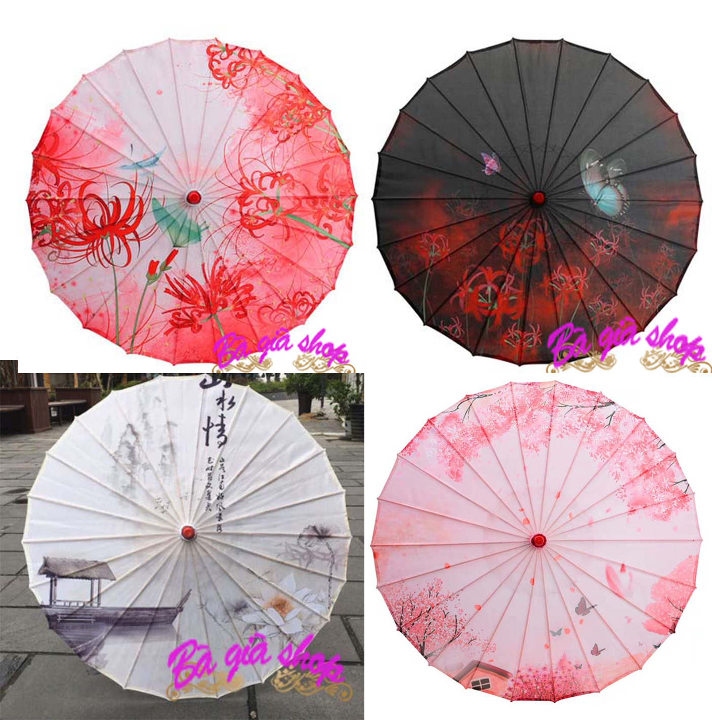 Dù cổ trang dù vải in dù chụp hình