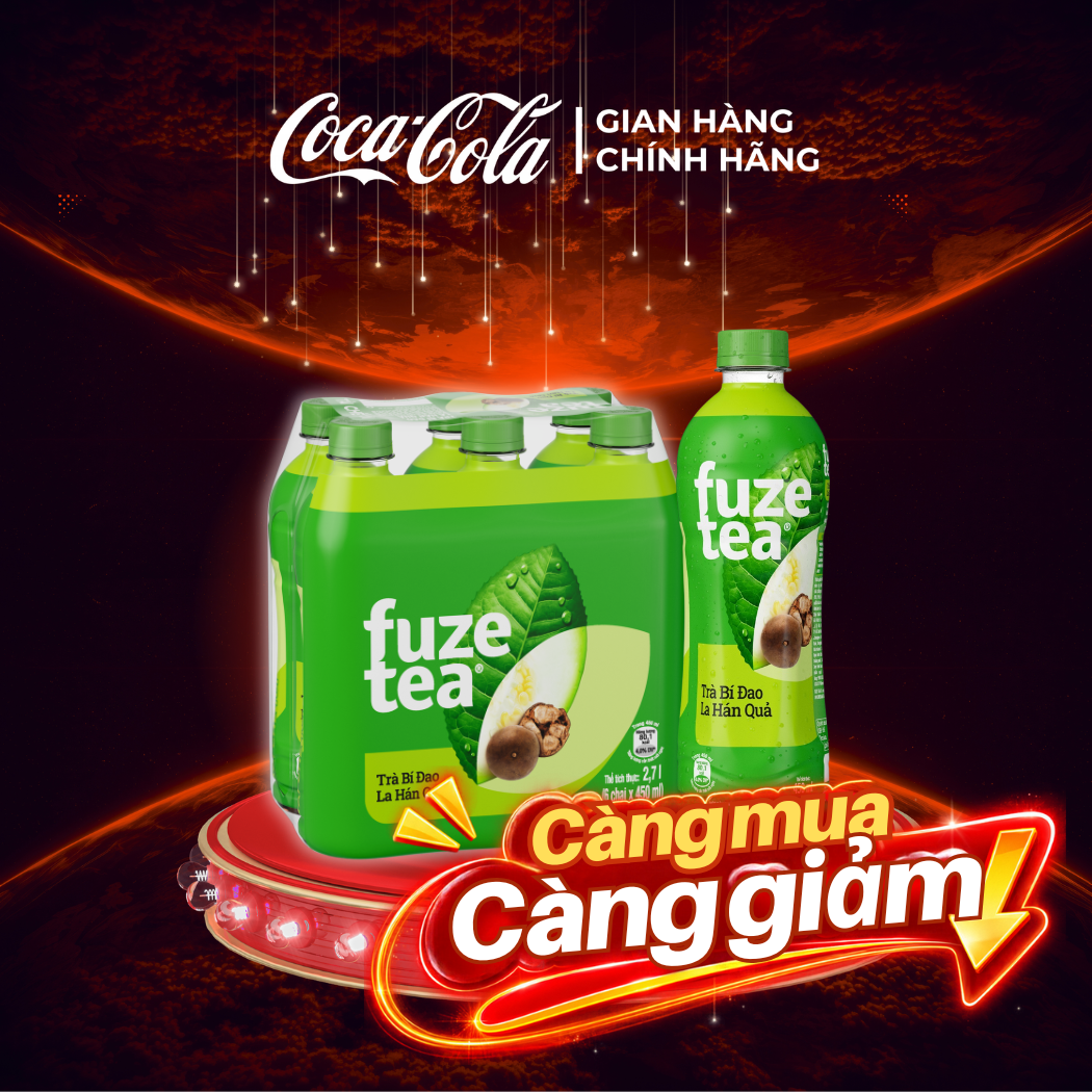 [SIÊU SALE ] Lốc 6 Chai Trà Bí Đao La Hán Quả Fuze Tea 450ml Coca-Cola Official Store Sale 8.8 Coca-Cola Chính Hãng_LD