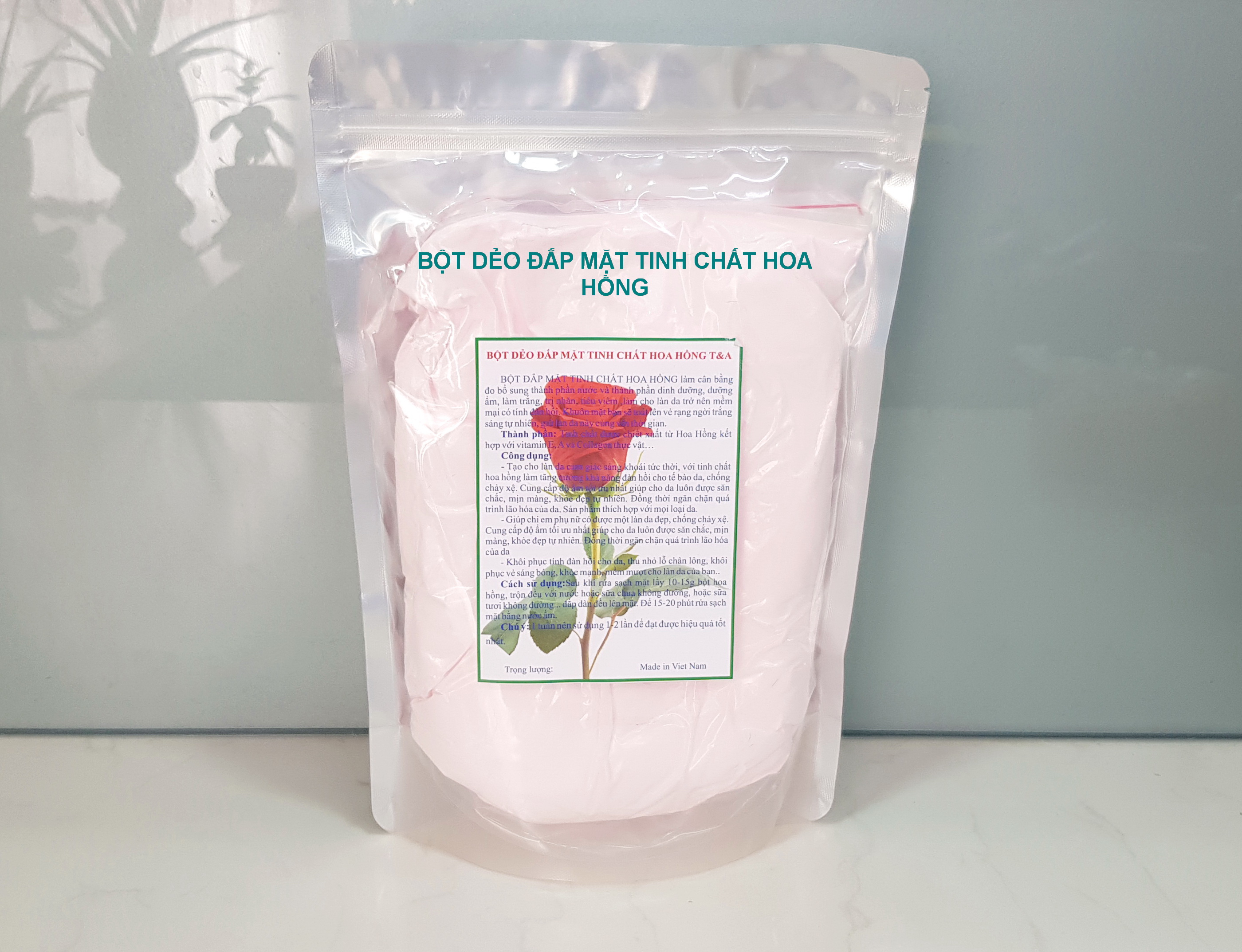 Bột dẻo đắp mặt tinh chất Hoa Hồng, bột dẻo hoa hồng, mặt nạ bột dẻo hoa hồng, bột đắp mặt dẻo - Bột dẻo hoa hồng
