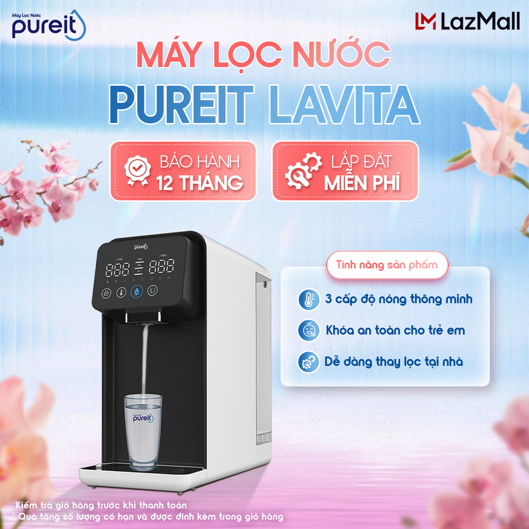 [QUÀ TẶNG THÁNG 9 | LẮP ĐẶT 0Đ | BẢO HÀNH 12 THÁNG] Máy lọc nước Pureit Lavita 4 bước lọc tích hợp màng lọc RO+ và công nghệ Smart Hot lọc sạch 100% vi khuẩn với 3 cấp độ nóng - Dung tích 3.5L