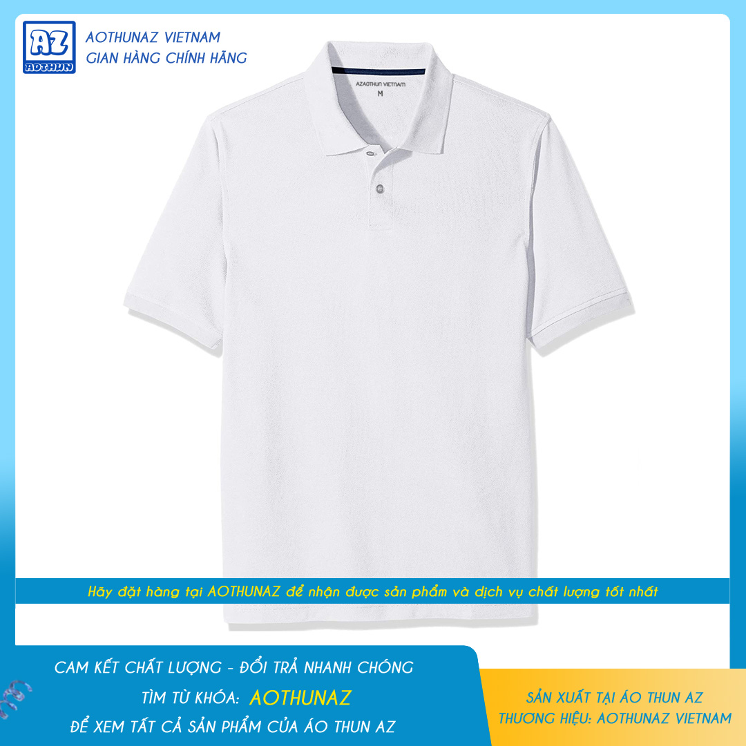 AOTHUNAZ - Áo thun cá sấu nam có cổ trụ polo màu trắng - Phù hợp tuổi trung niên