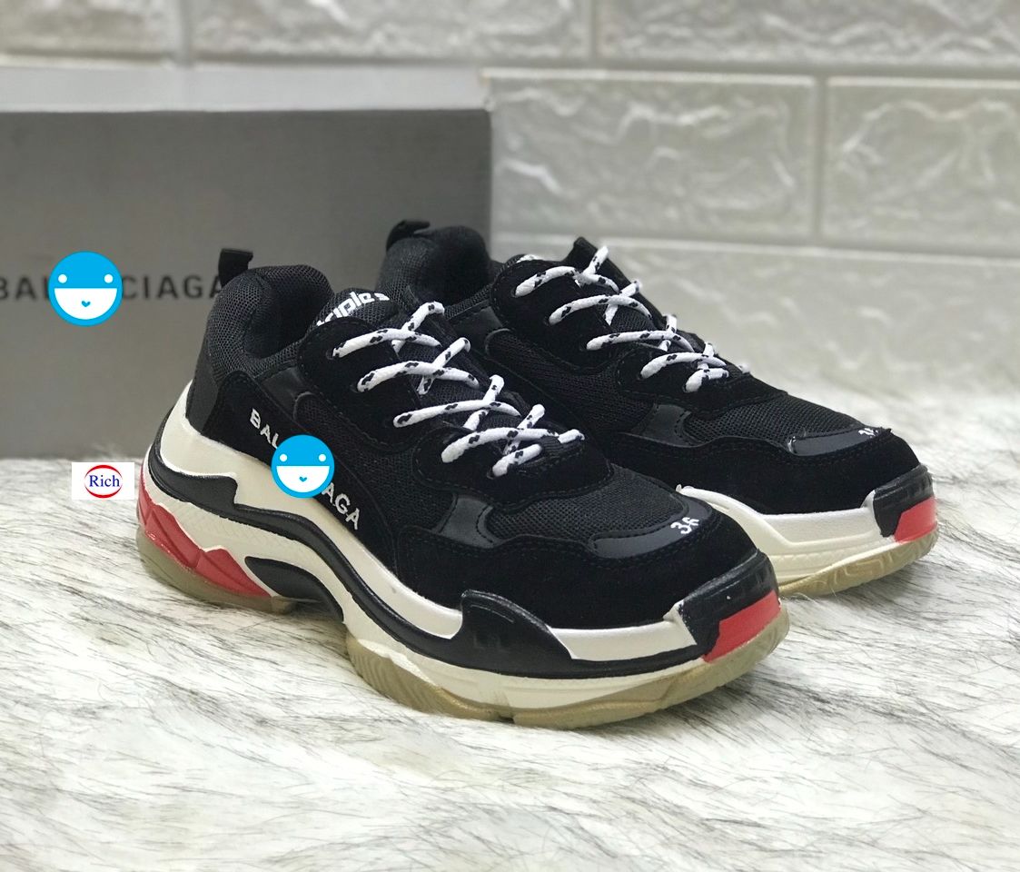 Balenciaga Black  Red Clear Sole Speed Sneakers  ModeSens