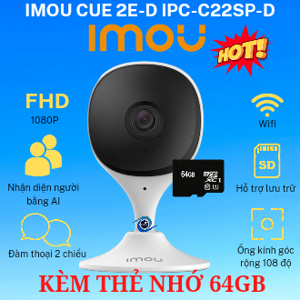 Camera Wifi IP IMOU CUE 2E-D IPC-C22SP-D Full HD 2.0MP phát hiện chuyển động, cảnh báo thông minh, bảo hành 2 năm, lỗi 1 đổi 1 trong vòng 7 ngày nếu sản phẩm có lỗi