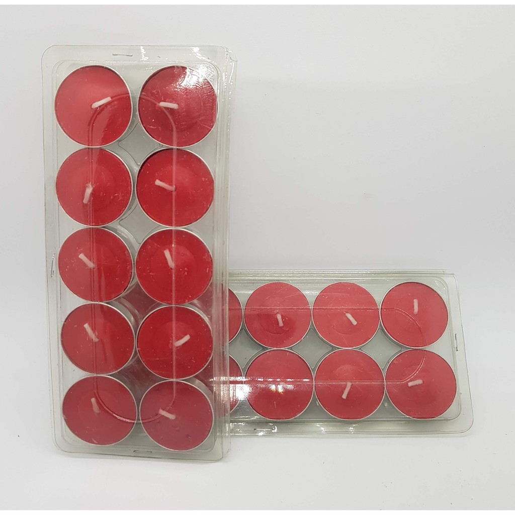 Nến tealight màu đỏ 10 viên cháy 3h cao cấp không khói không mùi