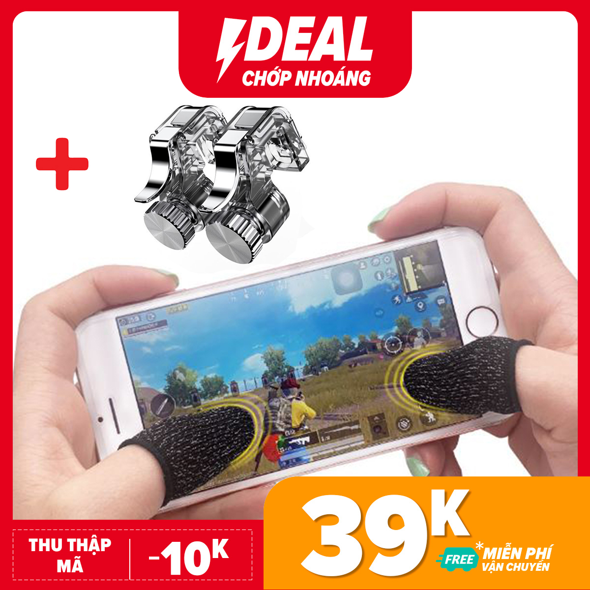Combo 2 Bao tay chơi game và nút bấm R11 Cao Cấp - Găng tay chống mồ hôi cho điện thoại - Găng tay chơi PUBG mobile cảm ứng mượt