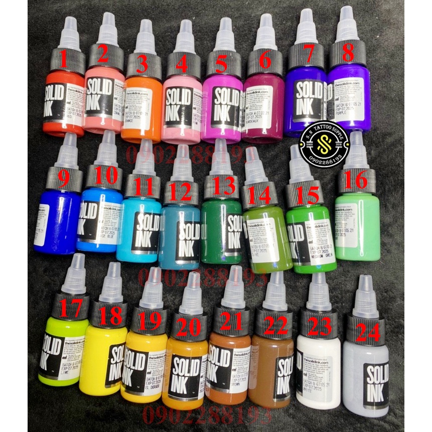 Mực xăm chính hãng Solid 15ml Độ ăn màu cao- Chất lượng