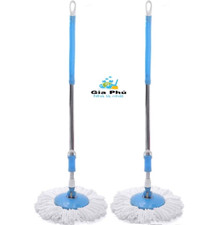 [HCM]Combo 2 cây lau nhà 360 độ cao cấp thân inox Gia Phú PP1 Xanh + bông lau ( giao màu ngẫu nhiên )