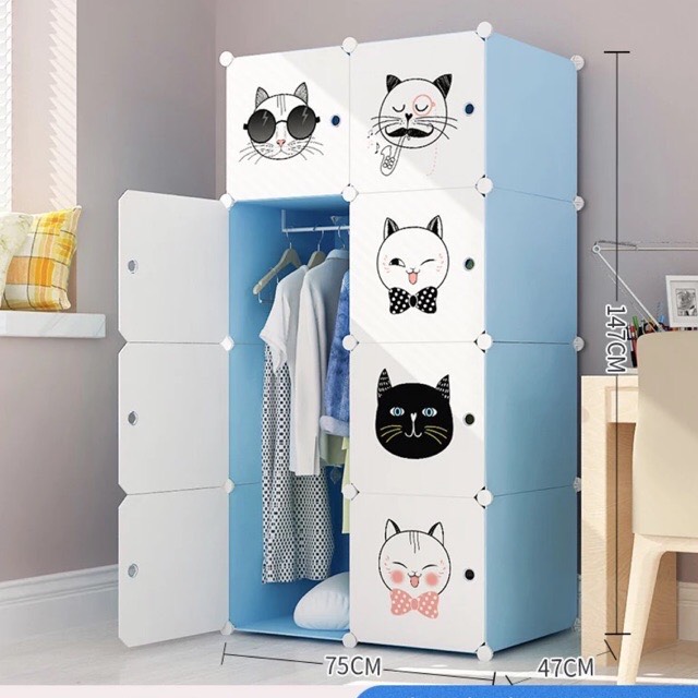 Tủ nhựa lắp ghép thông minh 8 ô khổ lớn sâu 47 cm