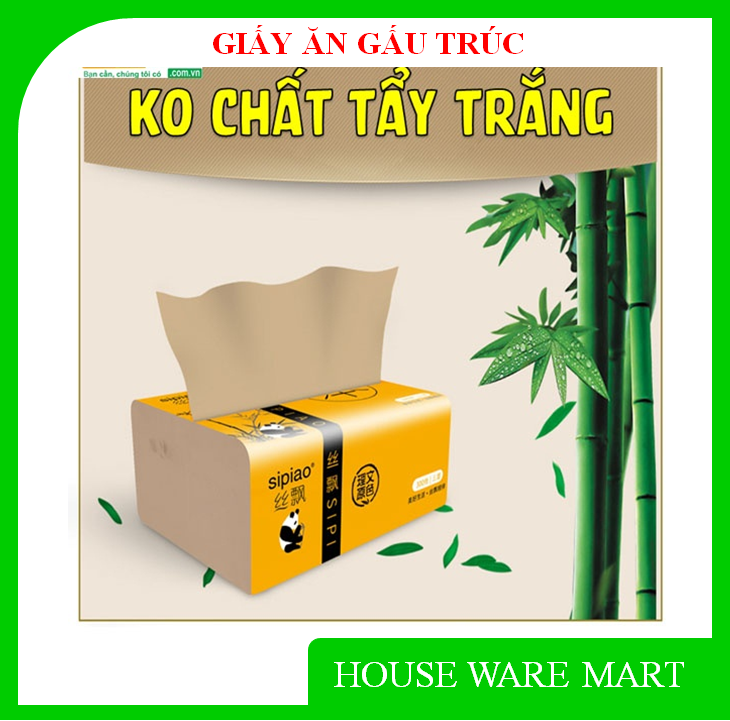 [HÀNG LOẠI I] 01 gói Khăn giấy rút giấy ăn gấu trúc SIPIAO làm từ sợi tre siêu mềm siêu dai
