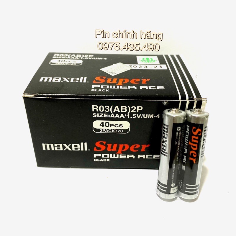 Pin AAA Maxell R03 (Pin Đũa) Chính Hãng Hộp 40 Viên Vỏ Kim Loại Bóp Không Nún Tay