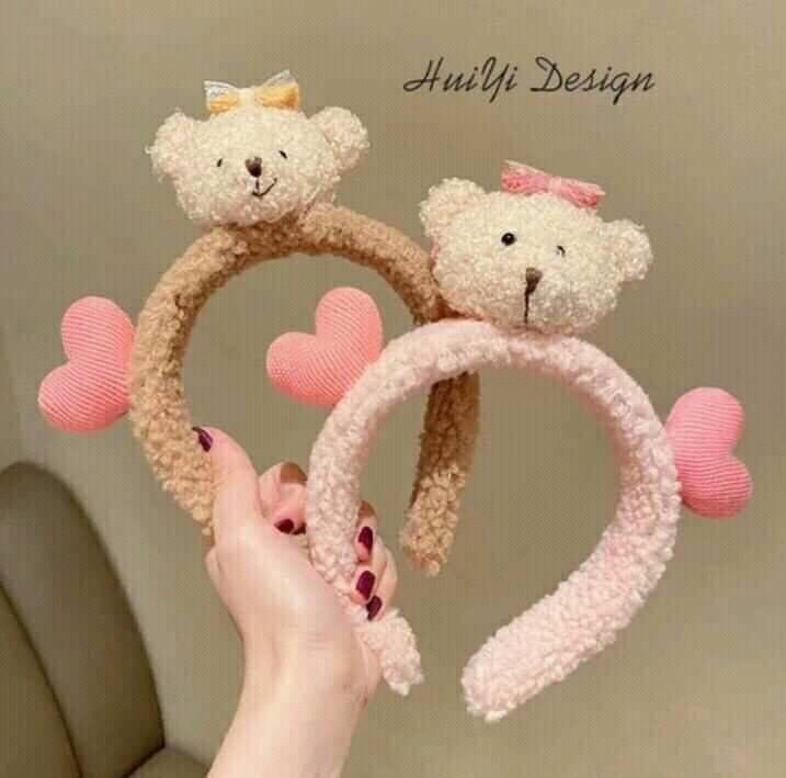 Bờm băng đô gấu nâu phối trái tim tiktok siêu cute diện noel